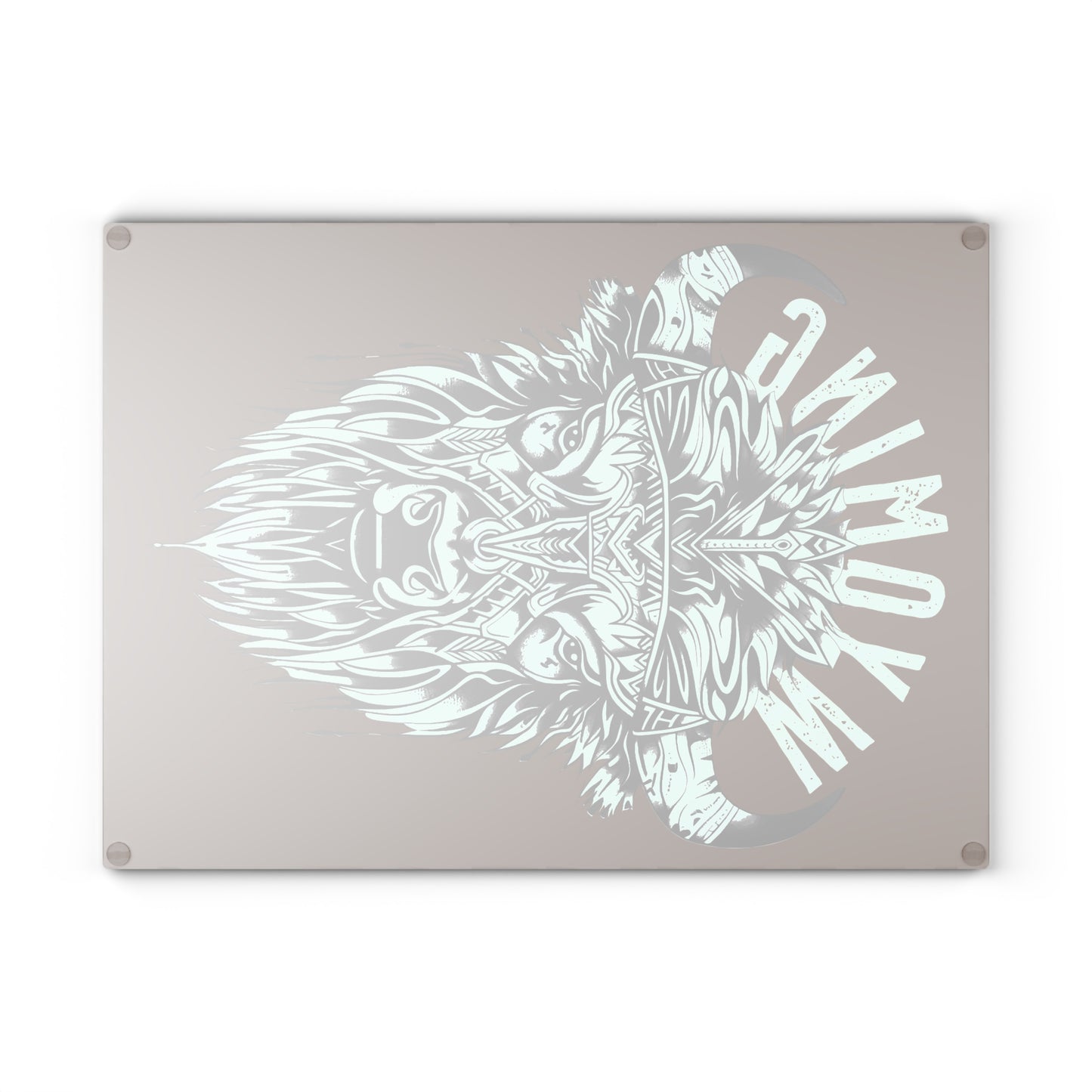 WYOMING TRIBAL BISON GLASS CUTTING BOARD