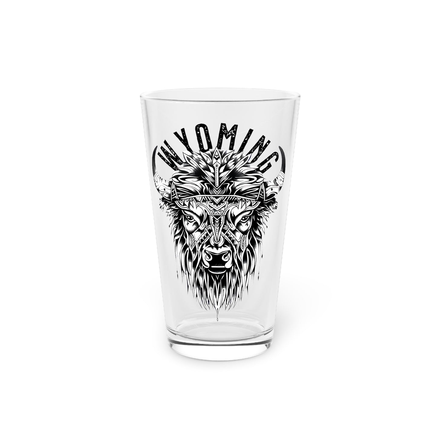 WYOMING TRIBAL BISON PINT GLASS