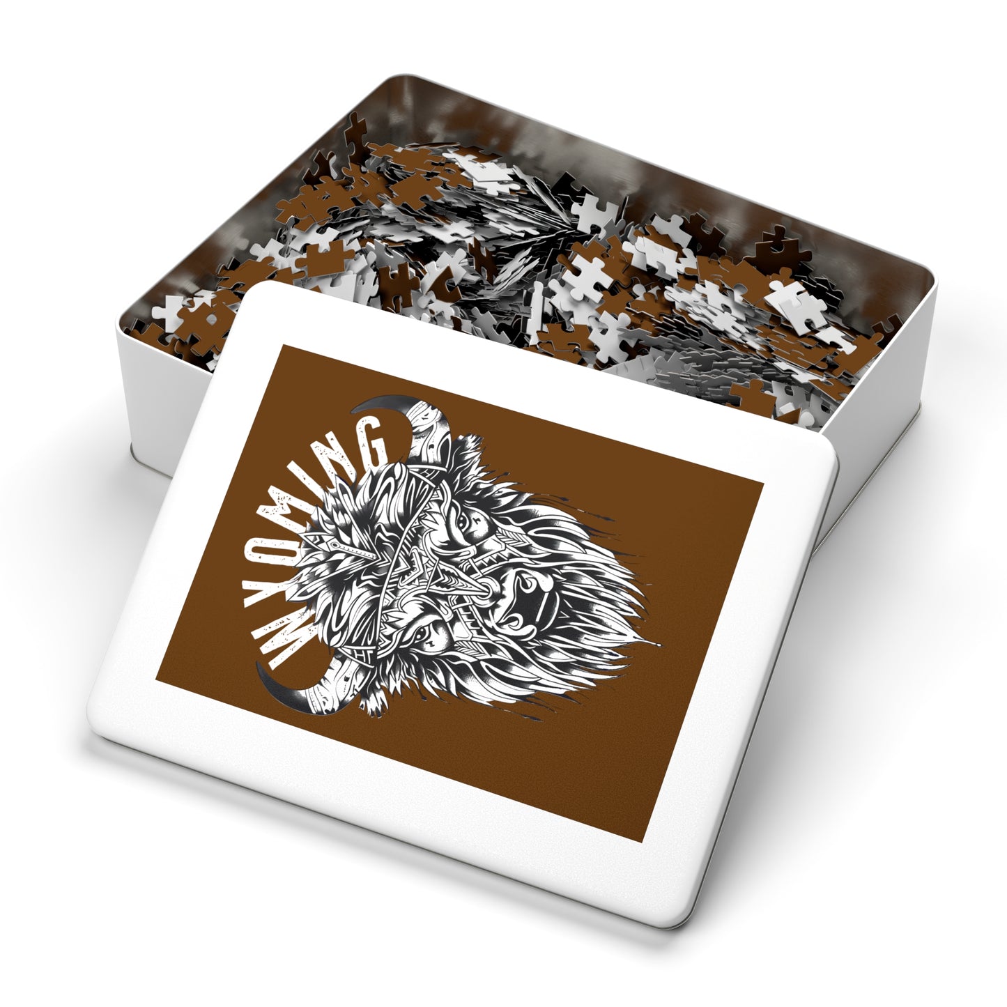 WYOMING TRIBAL BISON PUZZLE WITH TIN