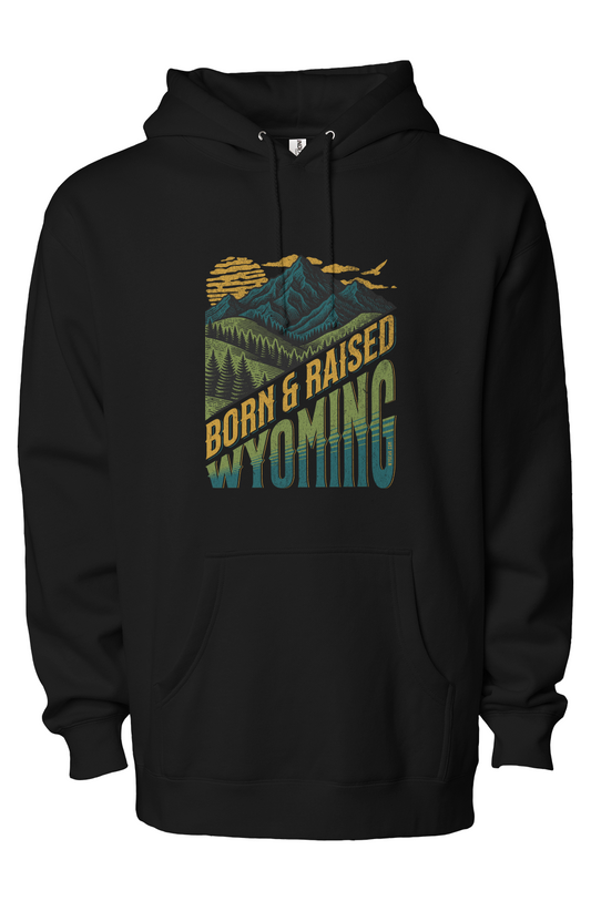 BORN AND RAISED WYOMING – Premium Heavyweight Hoodie
