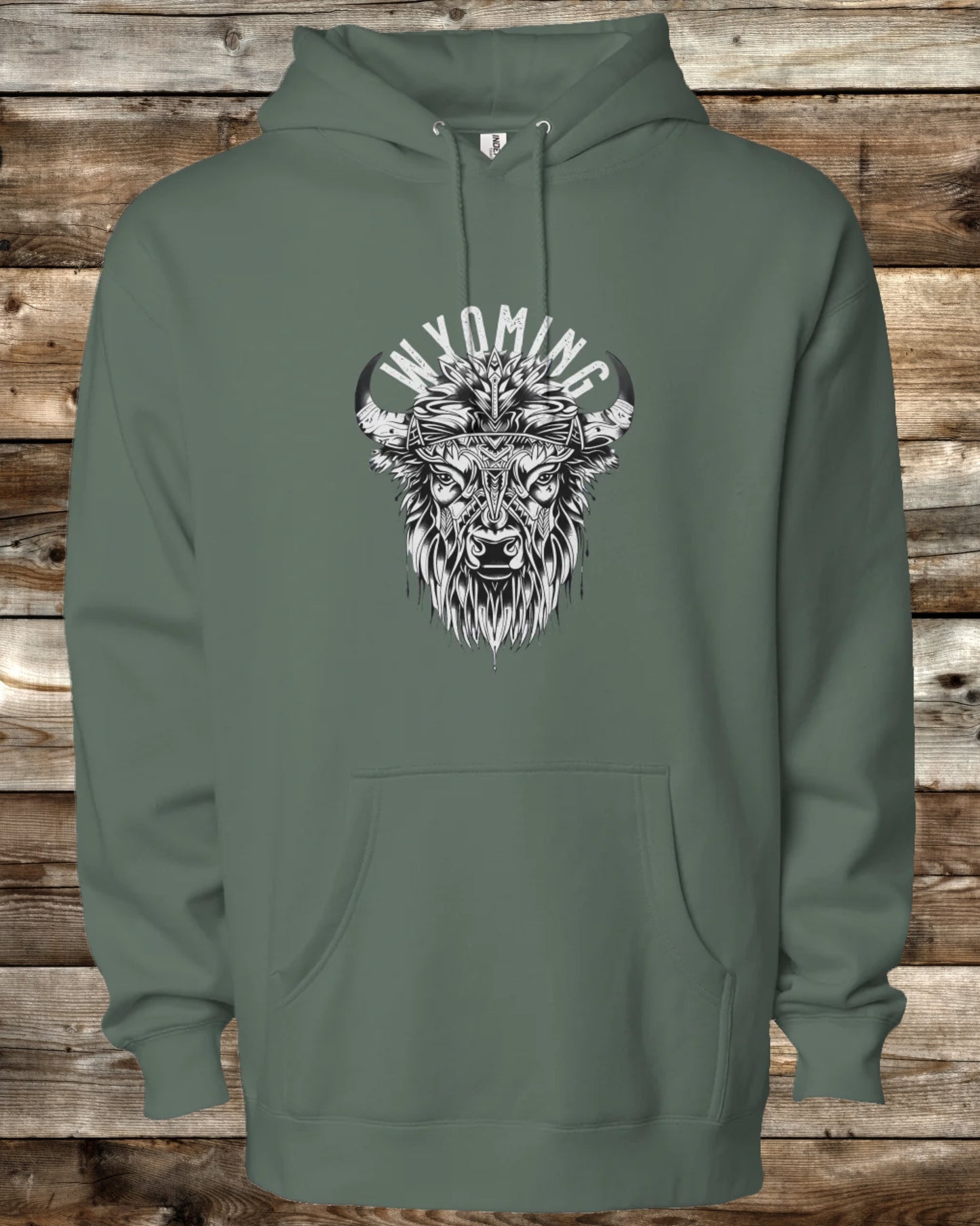 WYOMING TRIBAL BISON - 6 COLORS - Premium Heavyweight Hoodie