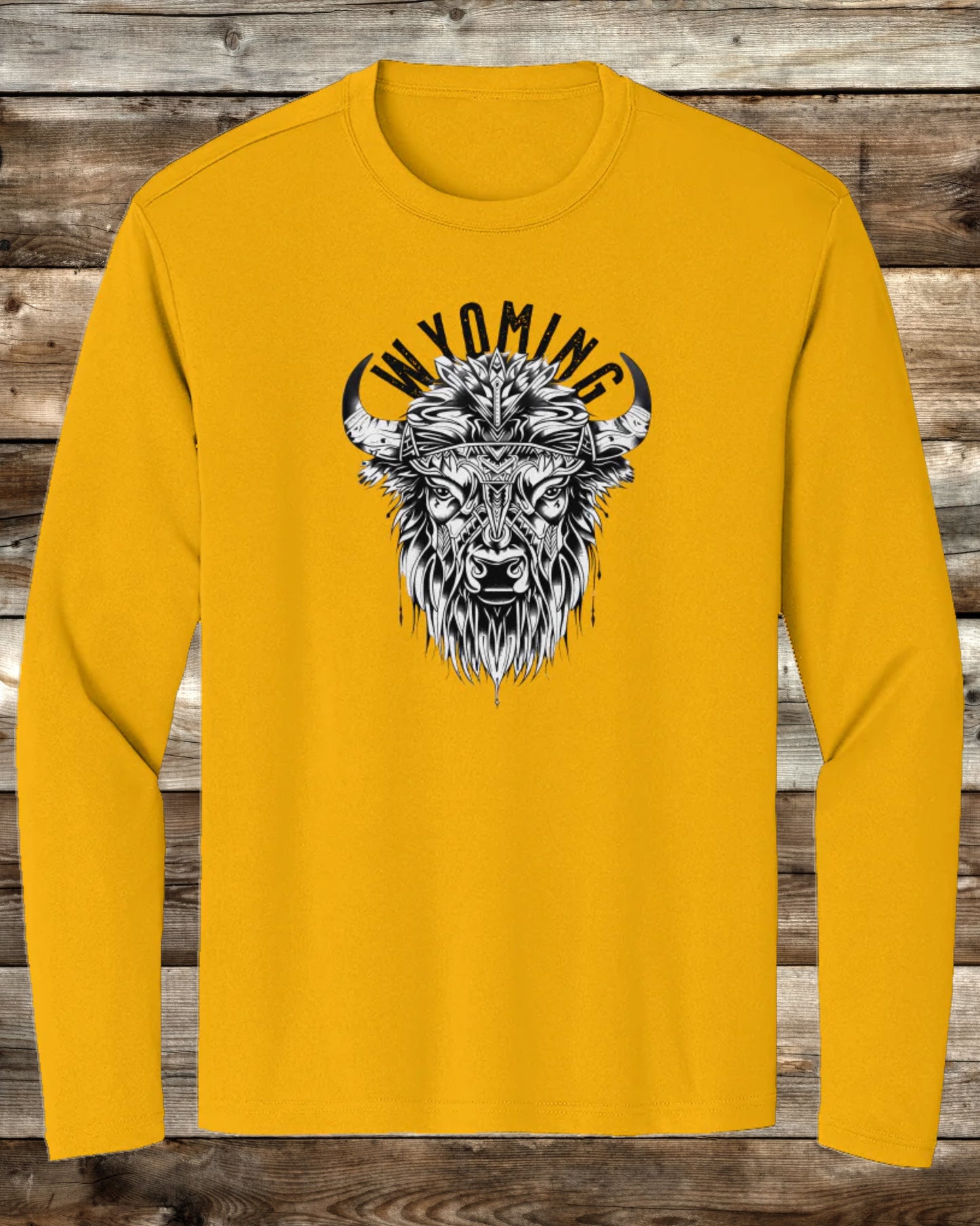 WYOMING TRIBAL BISON - 6 COLORS - Premium Long Sleeve Performance T-Shirt