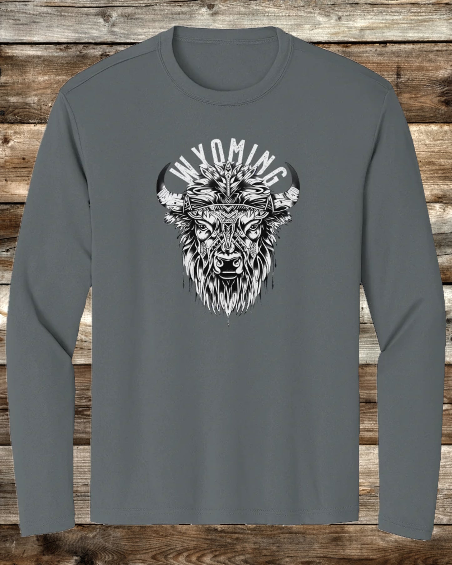 WYOMING TRIBAL BISON - 6 COLORS - Premium Long Sleeve Performance T-Shirt