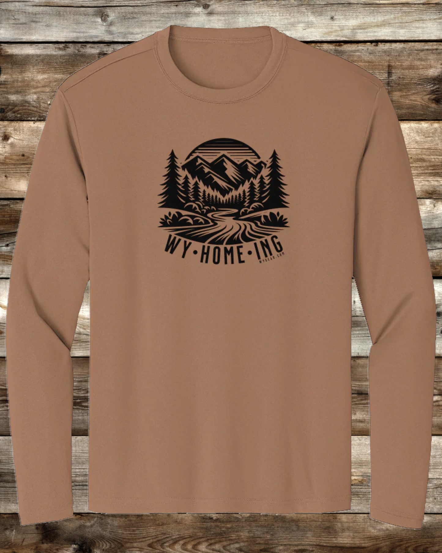 WY•HOME•ING PREMIUM LONG SLEEVE PERFORMANCE T-SHIRT - 4 COLORS - Tough Enough for Wyoming, Cool Enough for You