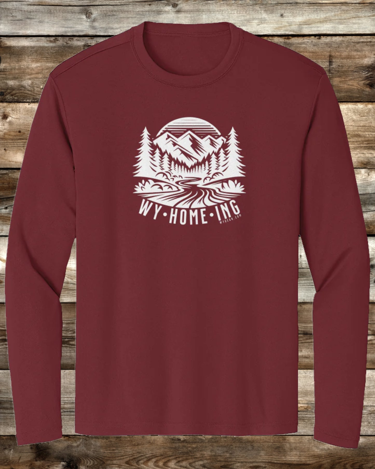 WY•HOME•ING PREMIUM LONG SLEEVE PERFORMANCE T-SHIRT - 4 COLORS - Tough Enough for Wyoming, Cool Enough for You